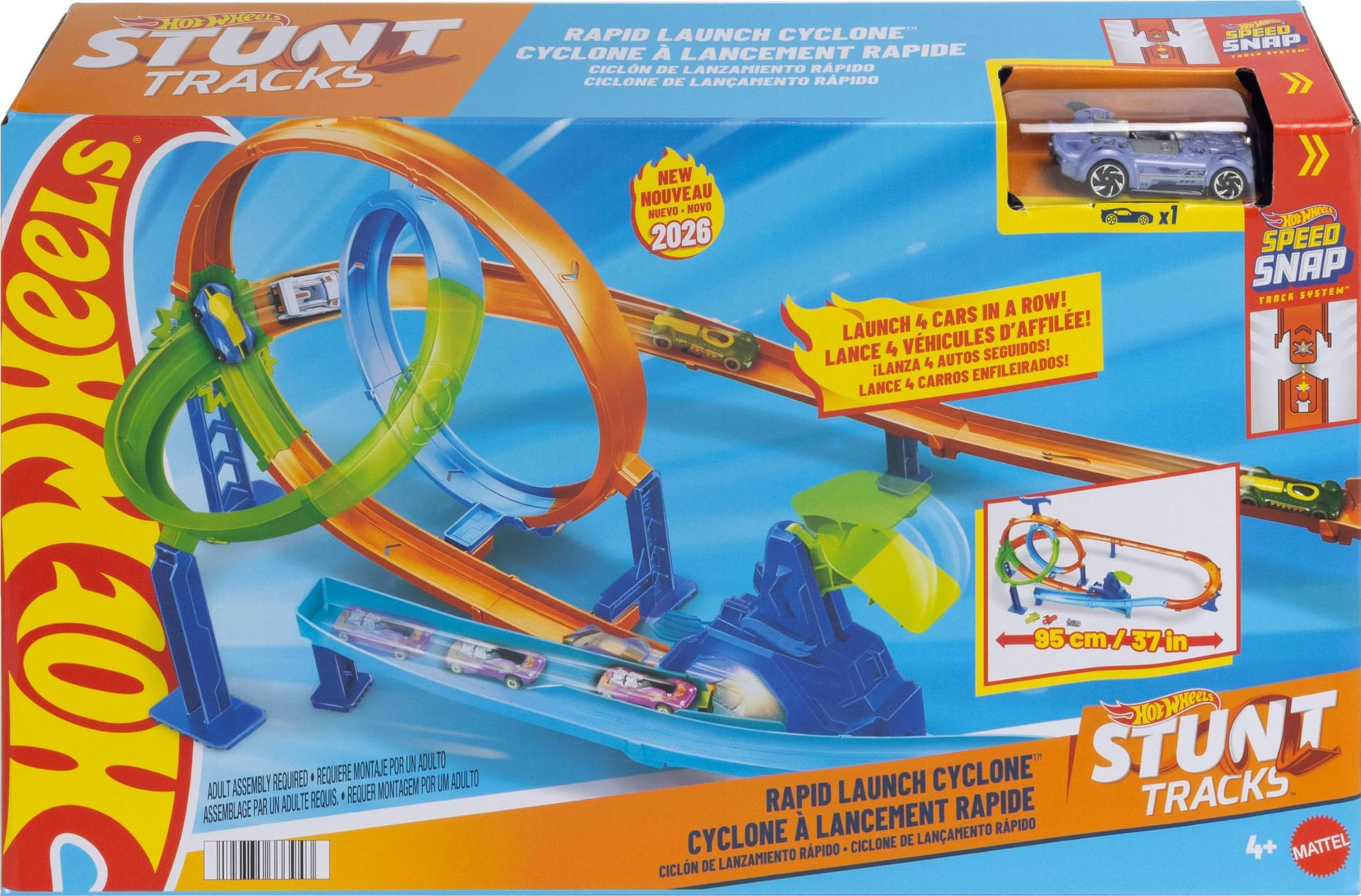 Hot Wheels Toy Car Track Set, Stunt Tracks Rapid Cyclone Playset